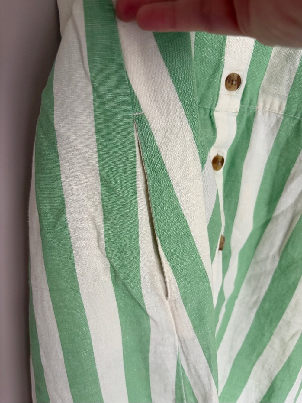 Pact Canopy Linen Blend Green & White Striped Midi Dress - Picture 4 of 5